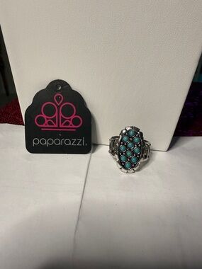 paparazzi Silver-Tone Ring with Turquoise Cabochon Cluster